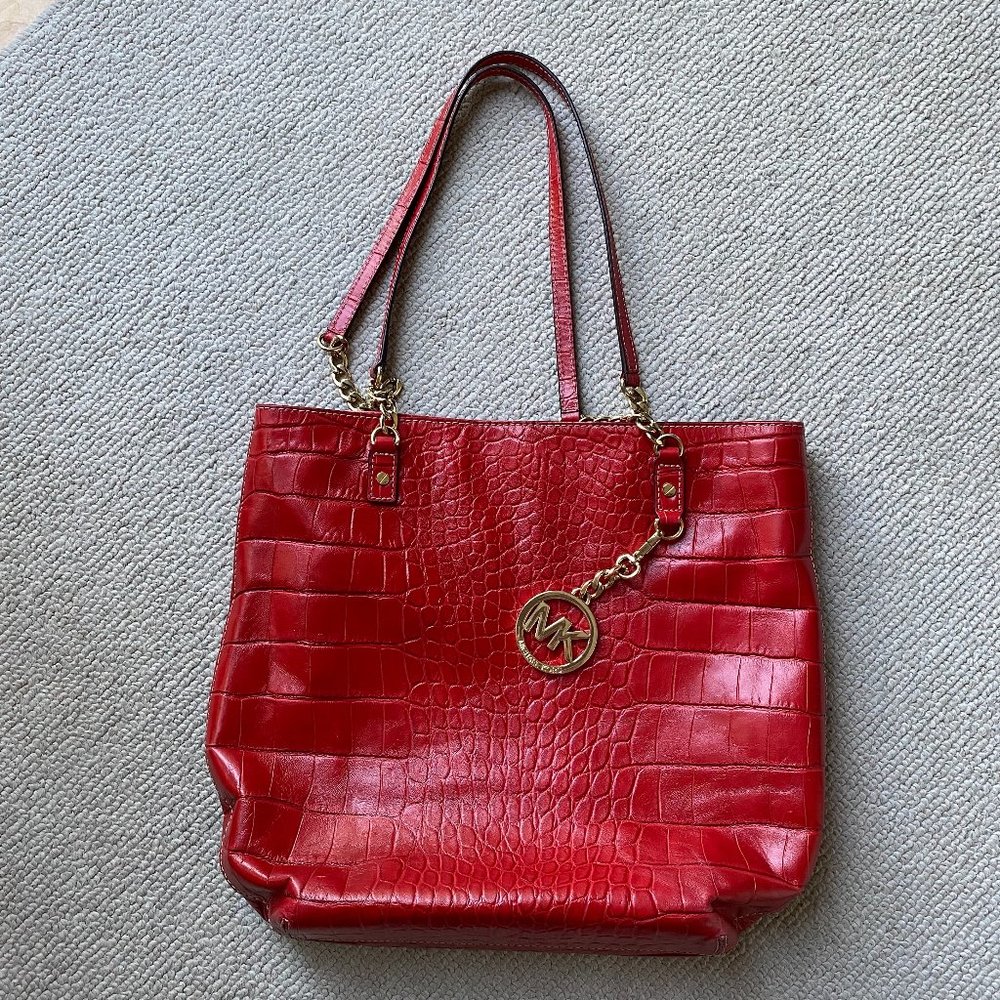 Michael Kors Red Leather Shoulder Bag Purse